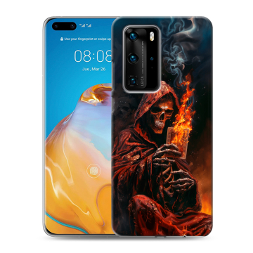 Силиконовый чехол на Huawei P40 Pro с принтом Скелет и карты Силиконовый чехол на Huawei P40 Pro с принтом Скелет и карты