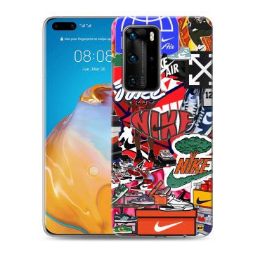 Силиконовый чехол на Huawei P40 Pro с принтом Найк Nike яркий Силиконовый чехол на Huawei P40 Pro с принтом Найк Nike яркий