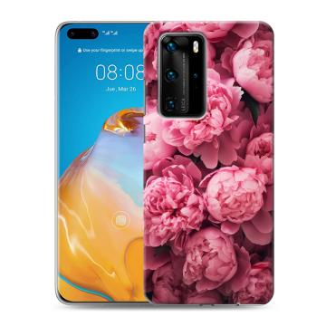 Силиконовый чехол на Huawei P40 Pro с принтом цветы пионы Силиконовый чехол на Huawei P40 Pro с принтом цветы пионы