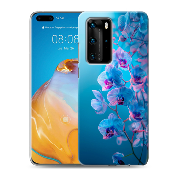 Силиконовый чехол на Huawei P40 Pro с принтом голубые орхидеи