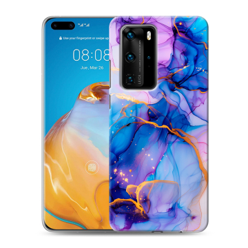Силиконовый чехол на Huawei P40 Pro с принтом синий мрамор Силиконовый чехол на Huawei P40 Pro с принтом синий мрамор