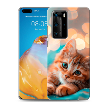 Силиконовый чехол на Huawei P40 Pro с принтом котик
