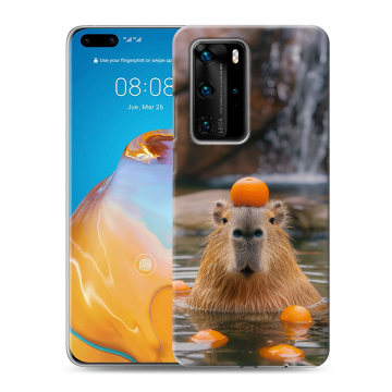 Силиконовый чехол на Huawei P40 Pro с принтом Капибара с апельсином Силиконовый чехол на Huawei P40 Pro с принтом Капибара с апельсином