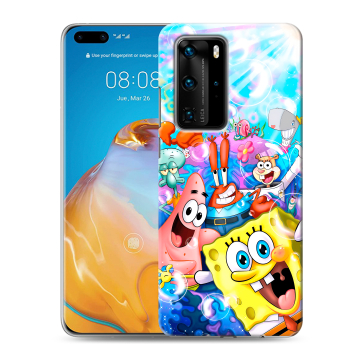 Силиконовый чехол на Huawei P40 Pro с принтом спанчбоб спанч боб