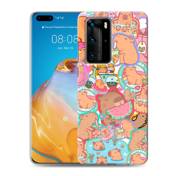 Силиконовый чехол на Huawei P40 Pro с принтом капибары Силиконовый чехол на Huawei P40 Pro с принтом капибары