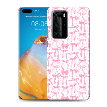 Силиконовый чехол на Huawei P40 Pro с принтом Розовые бантики Силиконовый чехол на Huawei P40 Pro с принтом Розовые бантики