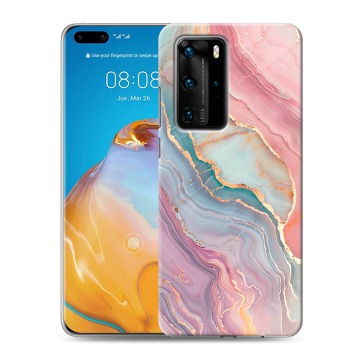 Силиконовый чехол на Huawei P40 Pro с принтом розовый мрамор Силиконовый чехол на Huawei P40 Pro с принтом розовый мрамор