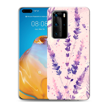 Силиконовый чехол на Huawei P40 Pro с принтом цветы лаванда Силиконовый чехол на Huawei P40 Pro с принтом цветы лаванда