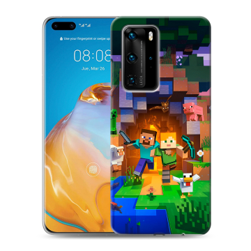 Силиконовый чехол на Huawei P40 Pro с принтом Майнкрафт Minecraft