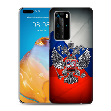 Силиконовый чехол на Huawei P40 Pro с принтом Флаг России
