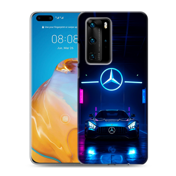 Силиконовый чехол на Huawei P40 Pro с принтом Mercedes Мерседес Силиконовый чехол на Huawei P40 Pro с принтом Mercedes Мерседес