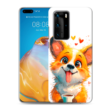 Силиконовый чехол на Huawei P40 Pro с принтом корги Силиконовый чехол на Huawei P40 Pro с принтом корги
