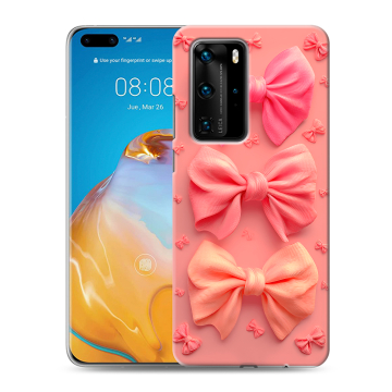 Силиконовый чехол на Huawei P40 Pro с принтом Розовые бантики