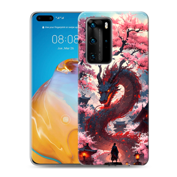 Силиконовый чехол на Huawei P40 Pro с принтом Дракон Японский Силиконовый чехол на Huawei P40 Pro с принтом Дракон Японский