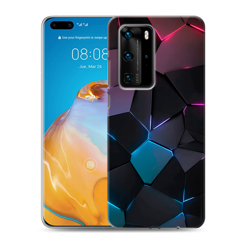 Силиконовый чехол на Huawei P40 Pro с принтом Геометрия неона Силиконовый чехол на Huawei P40 Pro с принтом Геометрия неона