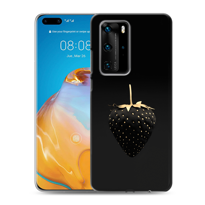 Силиконовый чехол на Huawei P40 Pro с принтом Черная клубника Силиконовый чехол на Huawei P40 Pro с принтом Черная клубника