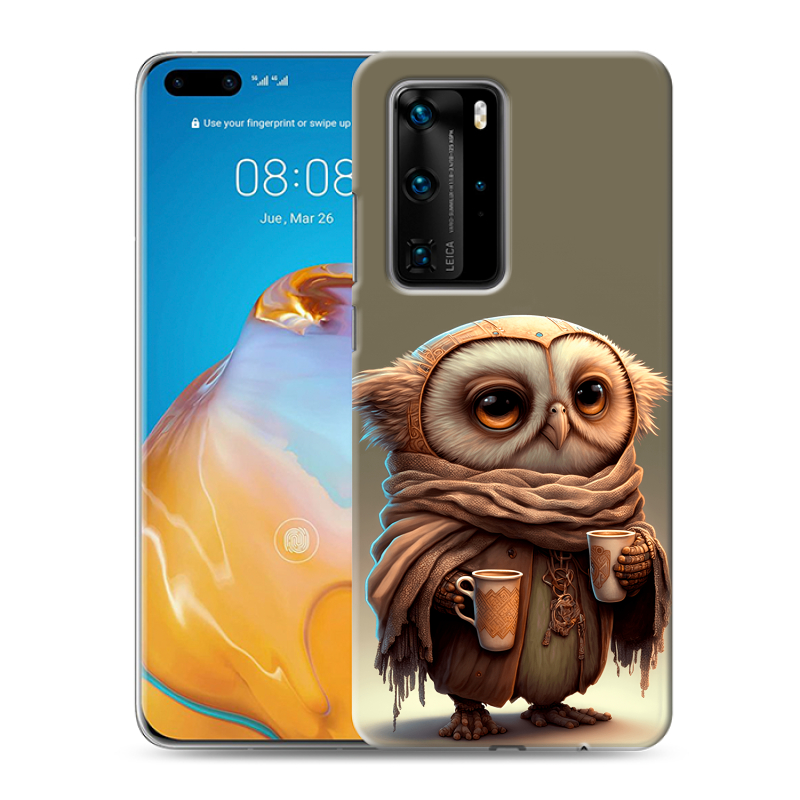 Силиконовый противоударный чехол на Huawei P40 Pro с принтом Сова Силиконовый противоударный чехол на Huawei P40 Pro с принтом Сова