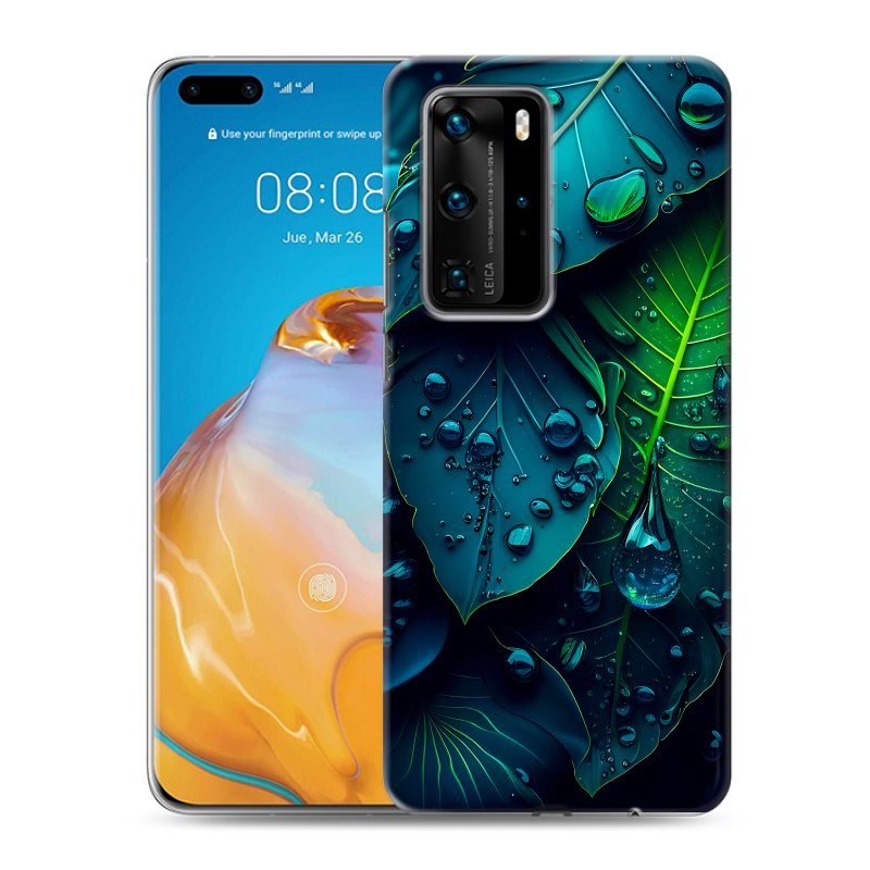 Силиконовый чехол на Huawei P40 Pro с принтом Листья Силиконовый чехол на Huawei P40 Pro с принтом Листья