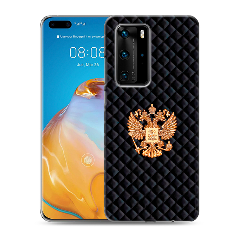 Пластиковый чехол на Huawei P40 Pro с принтом Герб России принт Пластиковый чехол на Huawei P40 Pro с принтом Герб России принт