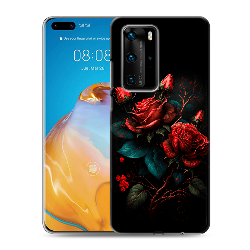 Пластиковый чехол на Huawei P40 Pro с принтом Розы красные Пластиковый чехол на Huawei P40 Pro с принтом Розы красные