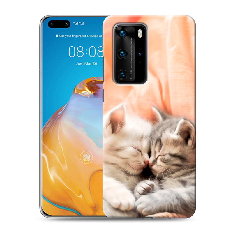 Силиконовый противоударный чехол на Huawei P40 Pro с принтом Котята Силиконовый противоударный чехол на Huawei P40 Pro с принтом Котята
