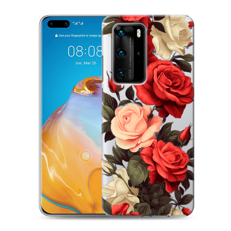 Пластиковый чехол на Huawei P40 Pro с принтом Розы Пластиковый чехол на Huawei P40 Pro с принтом Розы