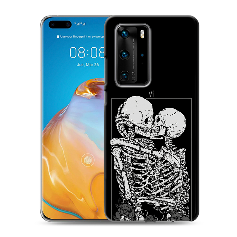 Силиконовый чехол на Huawei P40 Pro с принтом Поцелуй скелетов Силиконовый чехол на Huawei P40 Pro с принтом Поцелуй скелетов