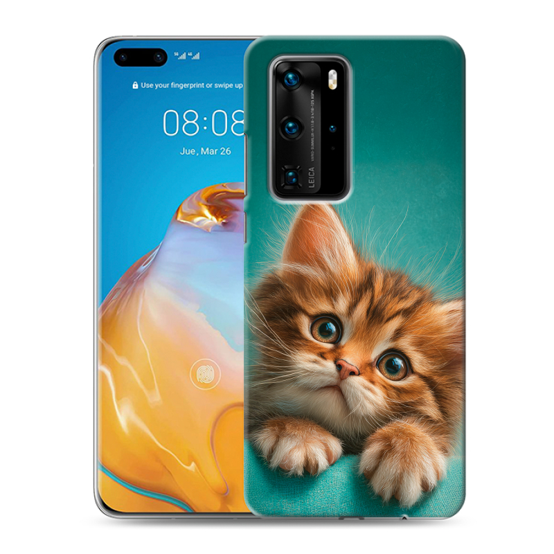 Силиконовый чехол на Huawei P40 Pro с принтом котенок Силиконовый чехол на Huawei P40 Pro с принтом котенок