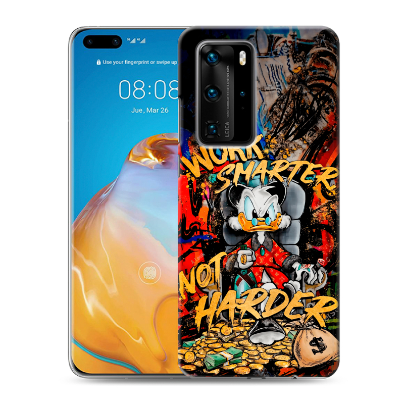 Силиконовый противоударный чехол на Huawei P40 Pro с принтом Дональд Дак Деньги Силиконовый противоударный чехол на Huawei P40 Pro с принтом Дональд Дак Деньги