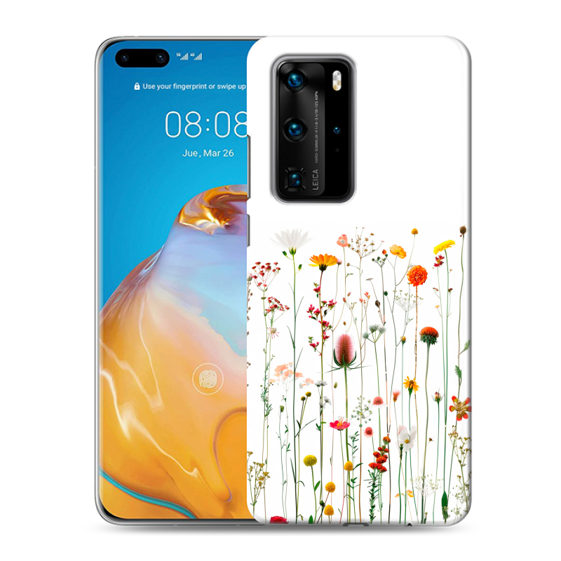 Силиконовый противоударный чехол на Huawei P40 Pro с принтом цветы Силиконовый противоударный чехол на Huawei P40 Pro с принтом цветы