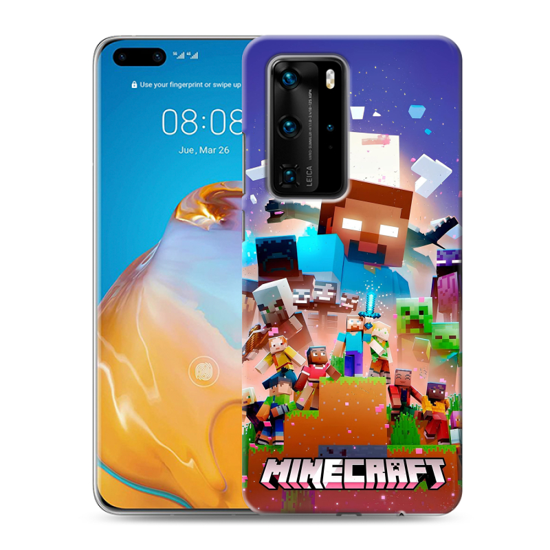 Силиконовый противоударный чехол на Huawei P40 Pro с принтом Майнкрафт Minecraft Силиконовый противоударный чехол на Huawei P40 Pro с принтом Майнкрафт Minecraft