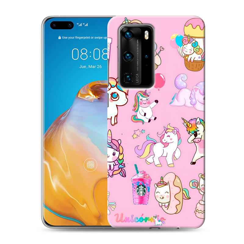 Силиконовый чехол на Huawei P40 Pro с принтом розовые единороги Силиконовый чехол на Huawei P40 Pro с принтом розовые единороги