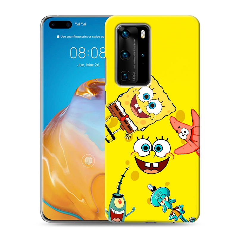 Силиконовый чехол на Huawei P40 Pro с принтом Спанч боб Спанчбоб Силиконовый чехол на Huawei P40 Pro с принтом Спанч боб Спанчбоб