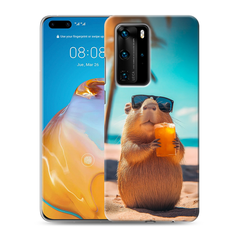 Пластиковый чехол на Huawei P40 Pro с принтом Капибара Пластиковый чехол на Huawei P40 Pro с принтом Капибара