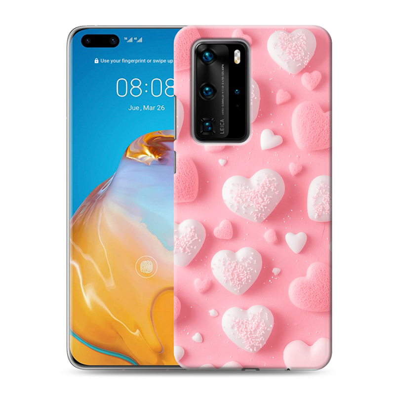 Силиконовый чехол на Huawei P40 Pro с принтом Сердечки Силиконовый чехол на Huawei P40 Pro с принтом Сердечки