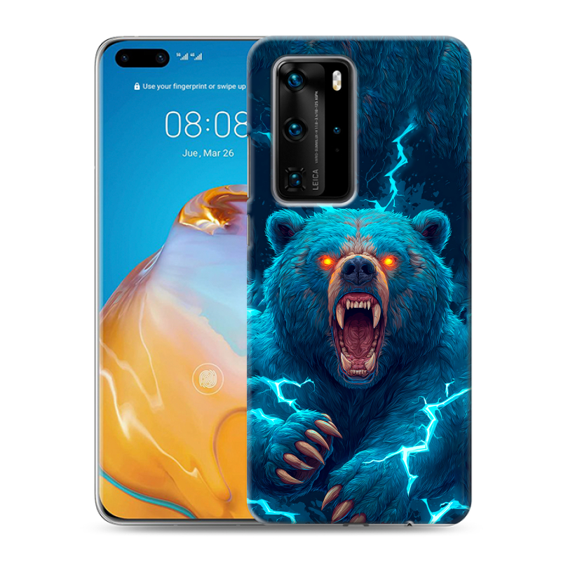 Пластиковый чехол на Huawei P40 Pro с принтом Медведь Пластиковый чехол на Huawei P40 Pro с принтом Медведь