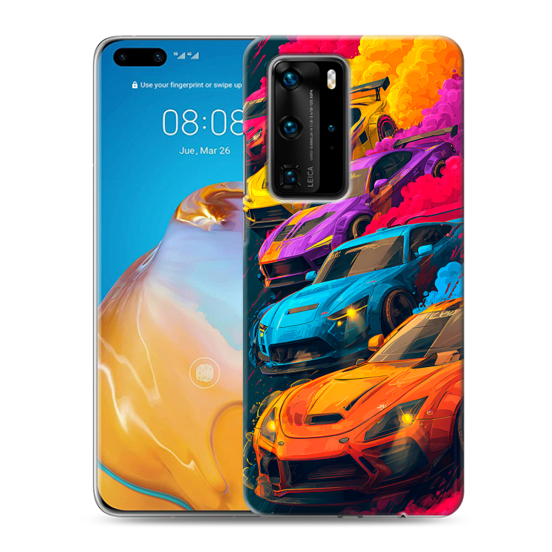 Силиконовый противоударный чехол на Huawei P40 Pro с принтом Тачки Силиконовый противоударный чехол на Huawei P40 Pro с принтом Тачки
