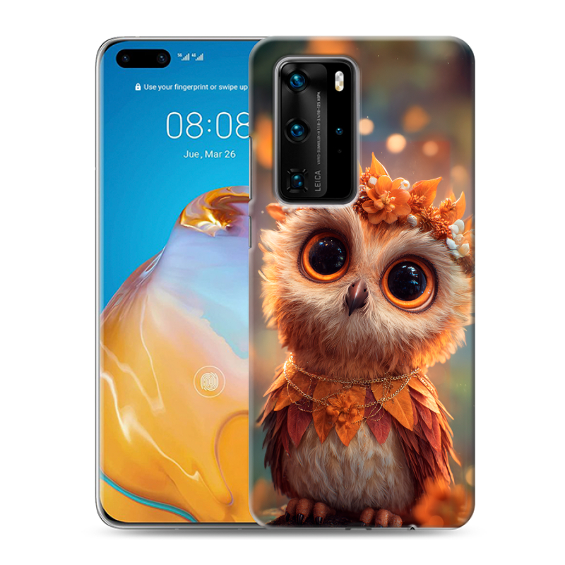 Силиконовый противоударный чехол на Huawei P40 Pro с принтом Милая сова Силиконовый противоударный чехол на Huawei P40 Pro с принтом Милая сова