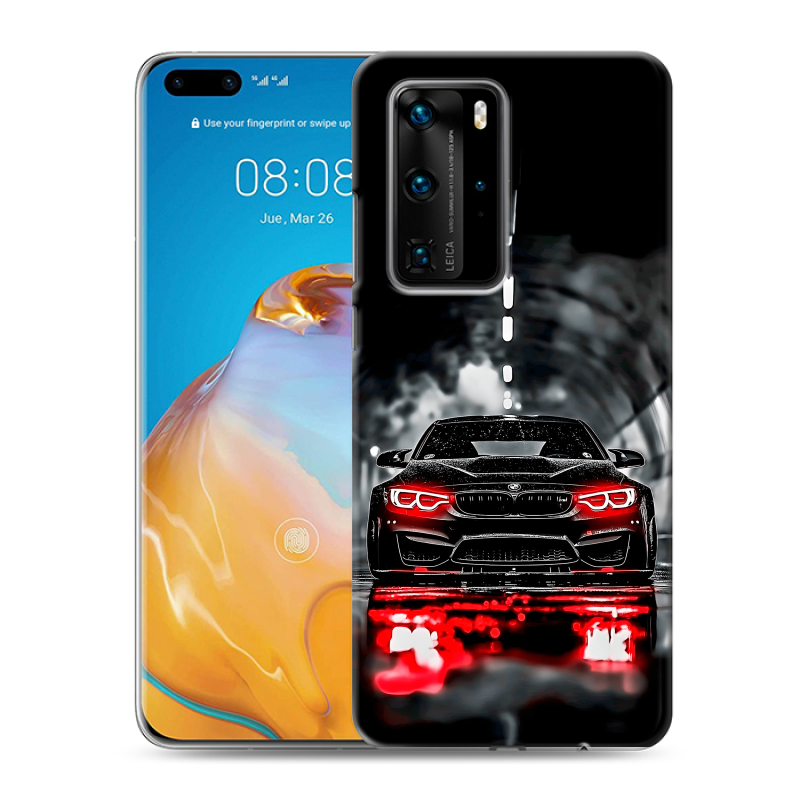 Силиконовый противоударный чехол на Huawei P40 Pro с принтом BMW БМВ Силиконовый противоударный чехол на Huawei P40 Pro с принтом BMW БМВ