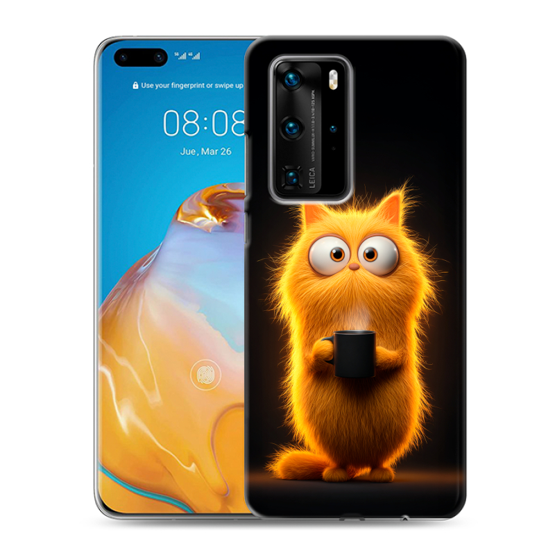 Пластиковый чехол на Huawei P40 Pro с принтом Смешной кот Пластиковый чехол на Huawei P40 Pro с принтом Смешной кот