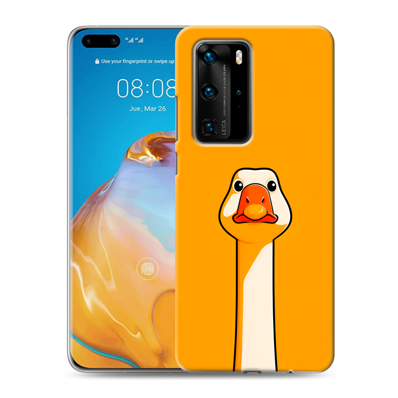 Силиконовый противоударный чехол на Huawei P40 Pro с принтом Смешная утка Силиконовый противоударный чехол на Huawei P40 Pro с принтом Смешная утка