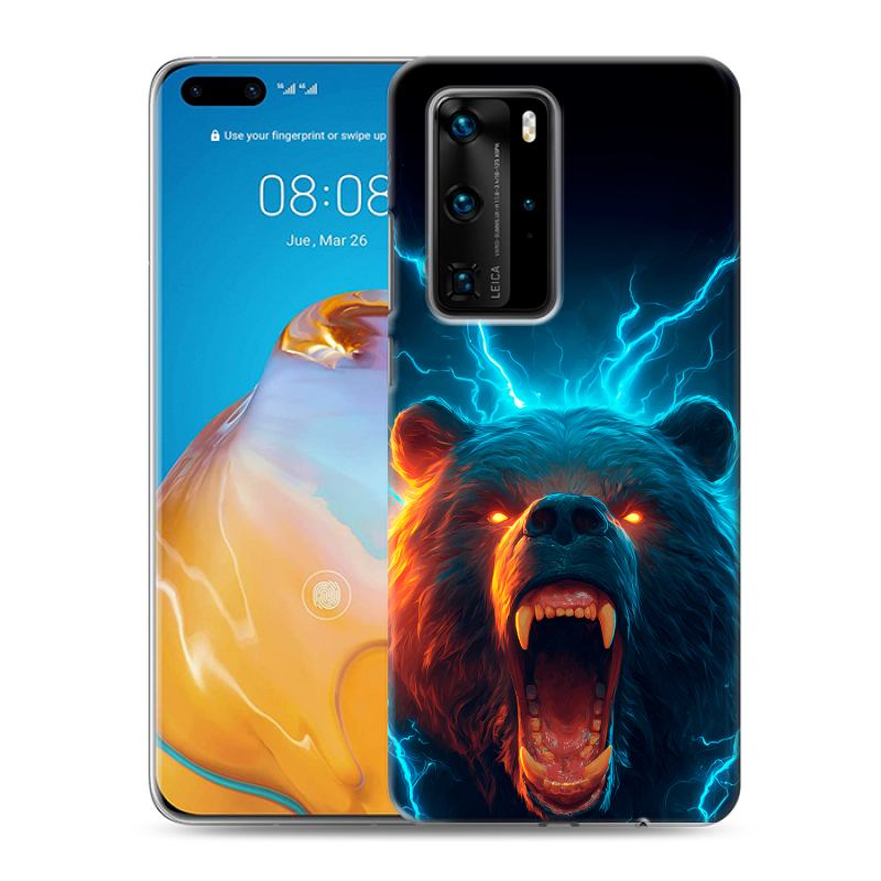Пластиковый чехол на Huawei P40 Pro с принтом Медведь Пластиковый чехол на Huawei P40 Pro с принтом Медведь