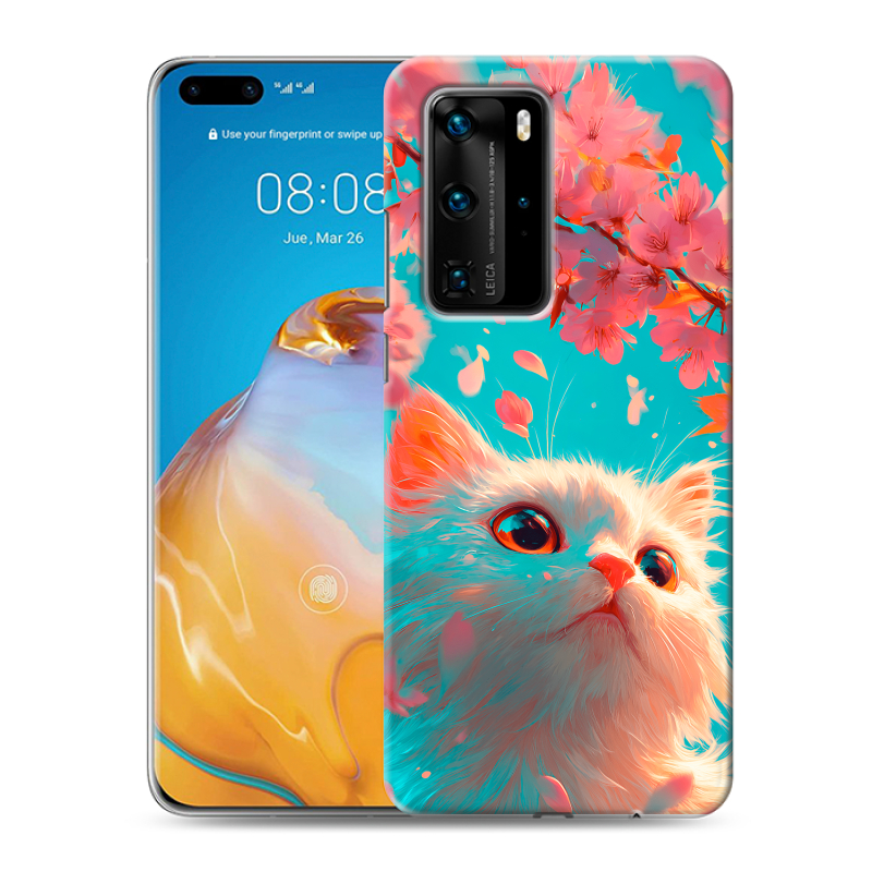 Пластиковый чехол на Huawei P40 Pro с принтом Красивый кот Пластиковый чехол на Huawei P40 Pro с принтом Красивый кот