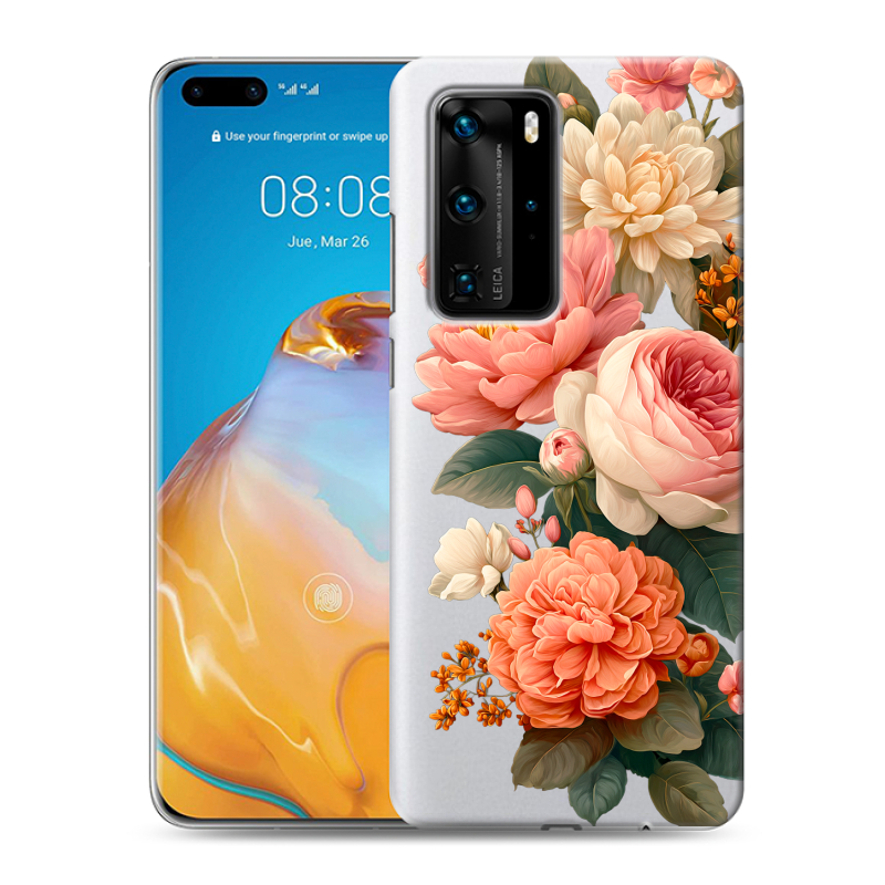 Пластиковый чехол на Huawei P40 Pro с принтом цветы Пластиковый чехол на Huawei P40 Pro с принтом цветы