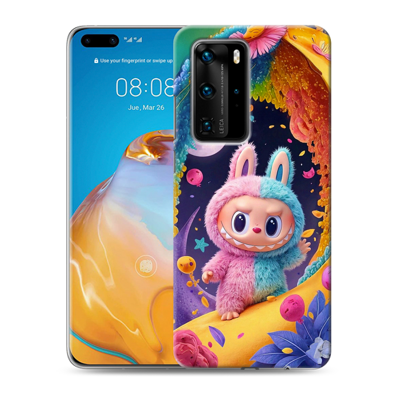 Силиконовый чехол на Huawei P40 Pro с принтом Labubu Лабубу Силиконовый чехол на Huawei P40 Pro с принтом Labubu Лабубу