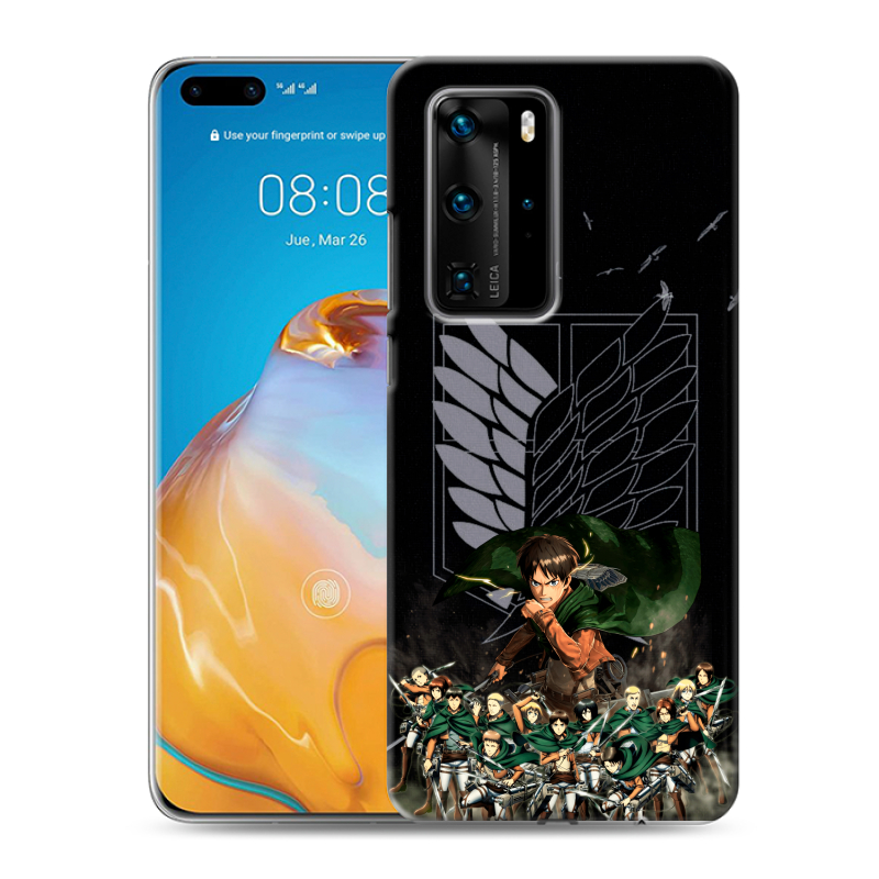 Силиконовый противоударный чехол на Huawei P40 Pro с принтом Атака титанов Силиконовый противоударный чехол на Huawei P40 Pro с принтом Атака титанов