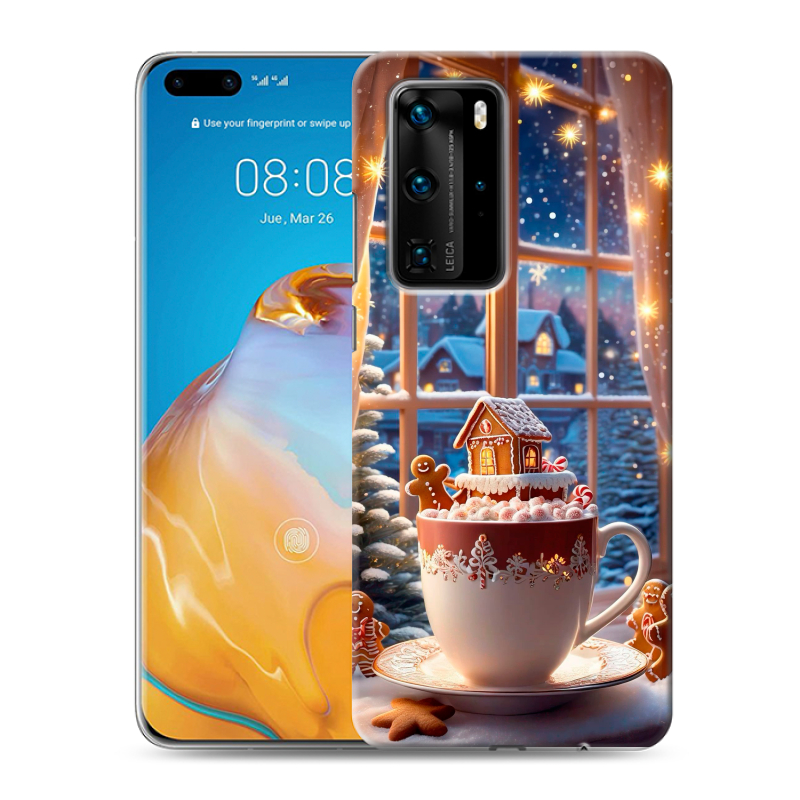 Силиконовый противоударный чехол на Huawei P40 Pro с принтом Новый год Силиконовый противоударный чехол на Huawei P40 Pro с принтом Новый год