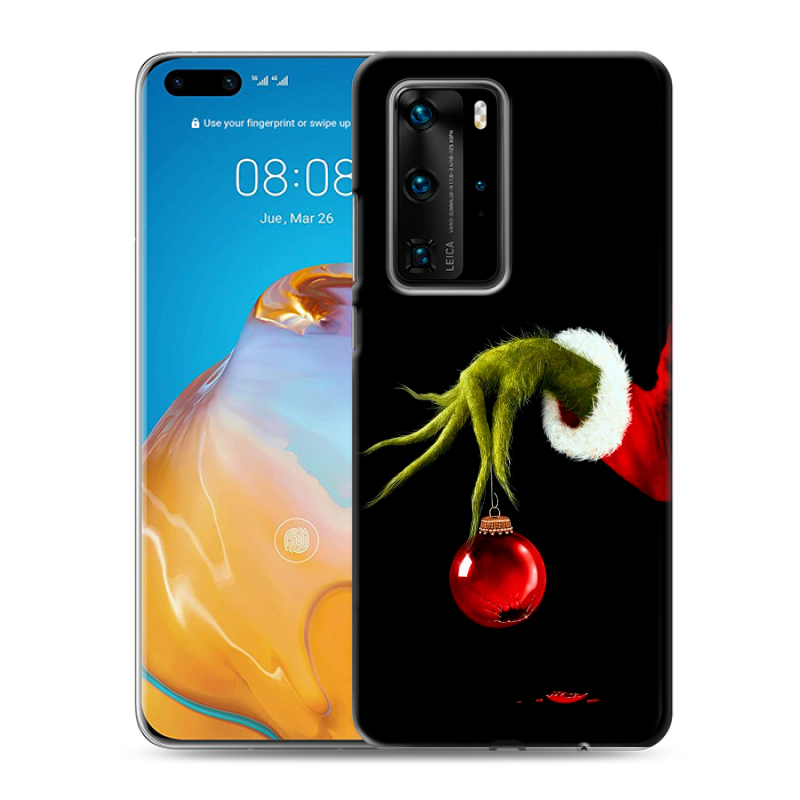 Силиконовый чехол на Huawei P40 Pro с принтом Новый год Гринч Силиконовый чехол на Huawei P40 Pro с принтом Новый год Гринч