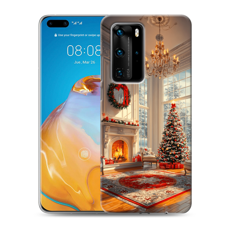 Силиконовый противоударный чехол на Huawei P40 Pro с принтом Новый год Силиконовый противоударный чехол на Huawei P40 Pro с принтом Новый год