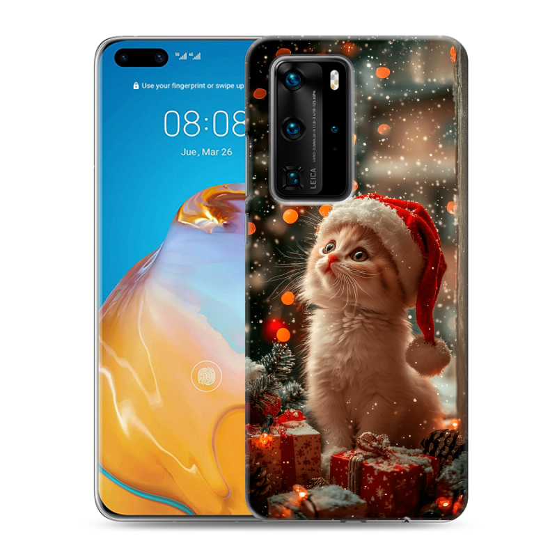 Силиконовый противоударный чехол на Huawei P40 Pro с принтом Новый год Силиконовый противоударный чехол на Huawei P40 Pro с принтом Новый год